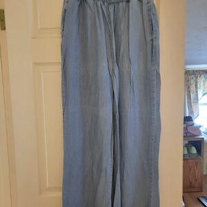 Light Blue Wide Leg Denim Pants